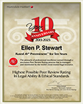 Award Rated AV® Preeminent™ for Ten Years - Ellen P. Stewart